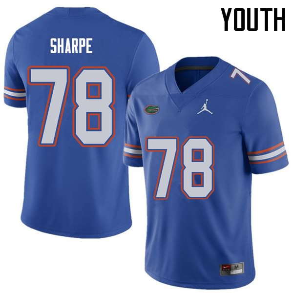 Youth NCAA Florida Gators David Sharpe #78 Stitched Authentic Jordan Brand Royal College Football Jersey YFO6165TE